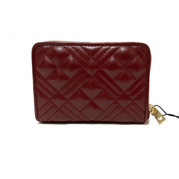 MOSCHINO Love Moschino Burgundy Quilted Gold Logo Wallet NWT - Picture 5 of 14
